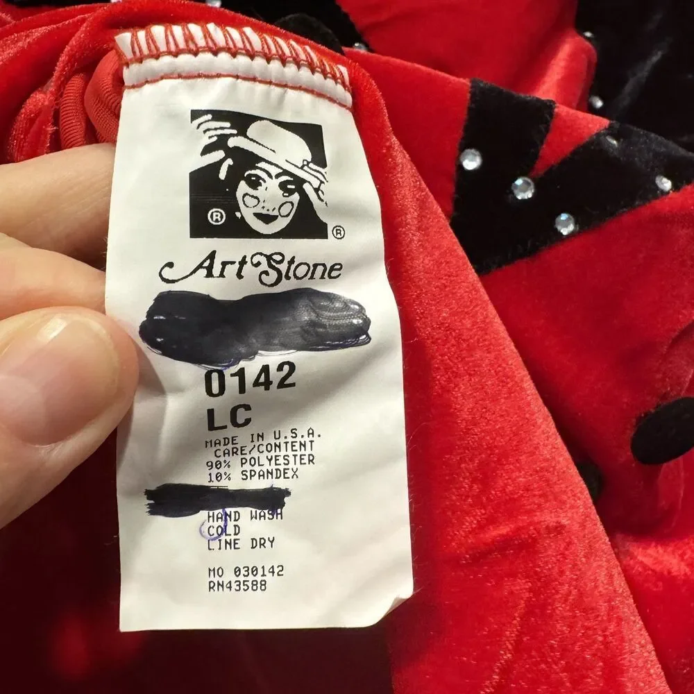 Art Stone Red Velvet Dance Costume Rhinestone Tuxedo Jacket Long Sleeve Child LC